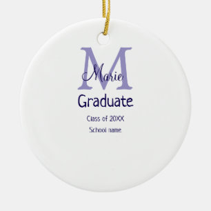 Graduate fügen Name Monogramm lila einfache minima Keramik Ornament