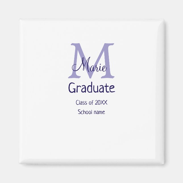 Graduate fügen Name Monogramm lila einfache minima Magnet (Vorne)