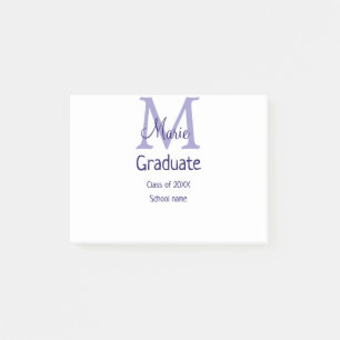 Graduate fügen Name Monogramm lila einfache minima Post-it Klebezettel