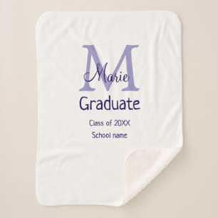 Graduate fügen Name Monogramm lila einfache minima Sherpadecke