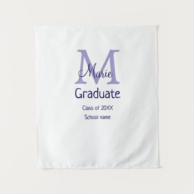 Graduate fügen Name Monogramm lila einfache minima Wandteppich (Vorderseite)