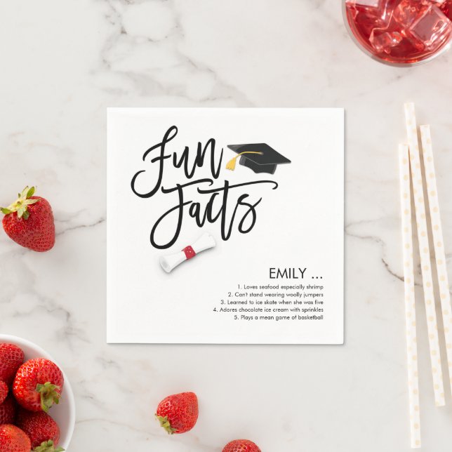 Graduate Fun Fakten Script Grad Cap Diploma Serviette (Beispiel)