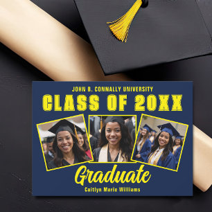 Graduate für Navy Blue Yellow Abschluss Foto Colla Ankündigung