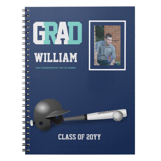 Graduate Gift - Persönliches Baseball-Themenblatt Notizblock (Vorderseite)