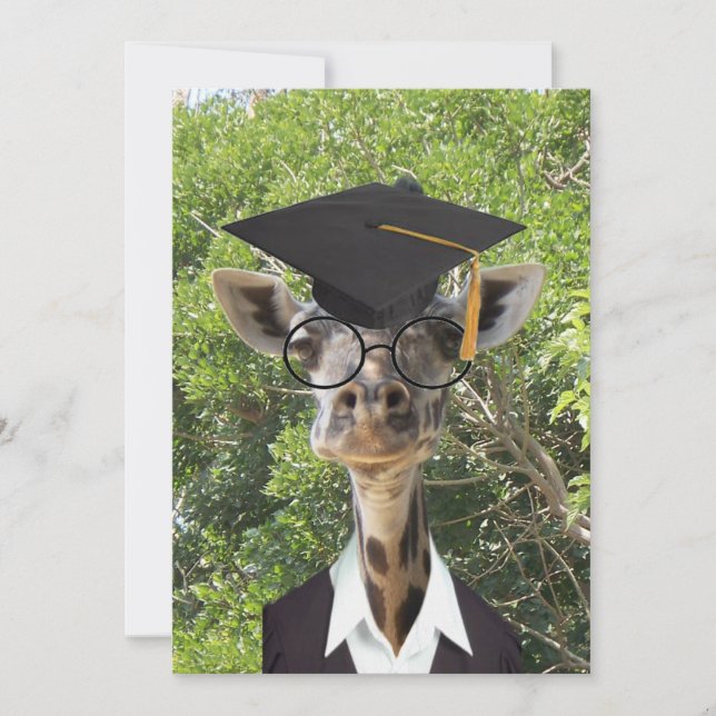 Graduate Giraffe Gold Tassel Einladung (Vorderseite)