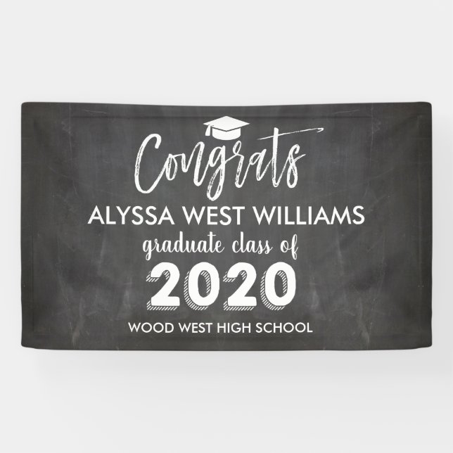 Graduate Glückwunschs 2020 Chalkboard Abschluss Banner (Horizontal)