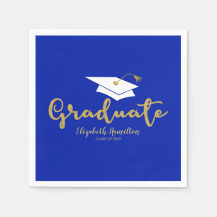 Graduate Gold Calligraphy Grad Cap Abschluss Napa Serviette
