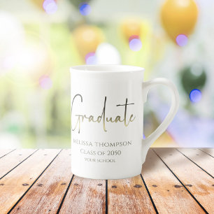 Graduate Gold Confetti Modern Calligraphy Script P Prozellantasse