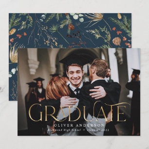 Graduate gold Foto Aquarell botanische Blüte und Ankündigung
