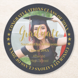Graduate Gold Foto Round Paper Untersetzer