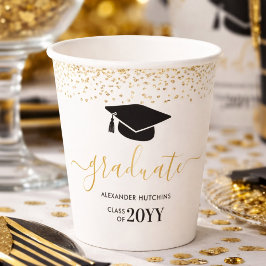 Graduate Gold Glitzer Confetti Graduation Party Pappbecher