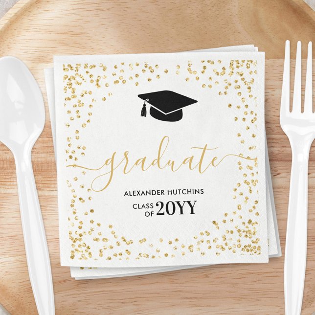 Graduate Gold Glitzer Confetti Graduation Party Serviette (Von Creator hochgeladen)