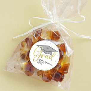 Graduate Gold Grad Calligrafy Graduation Cap Runder Aufkleber