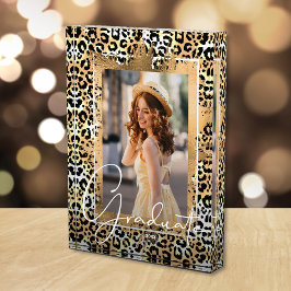 Graduate Gold Imitate auf Leopard Print Fotoblock