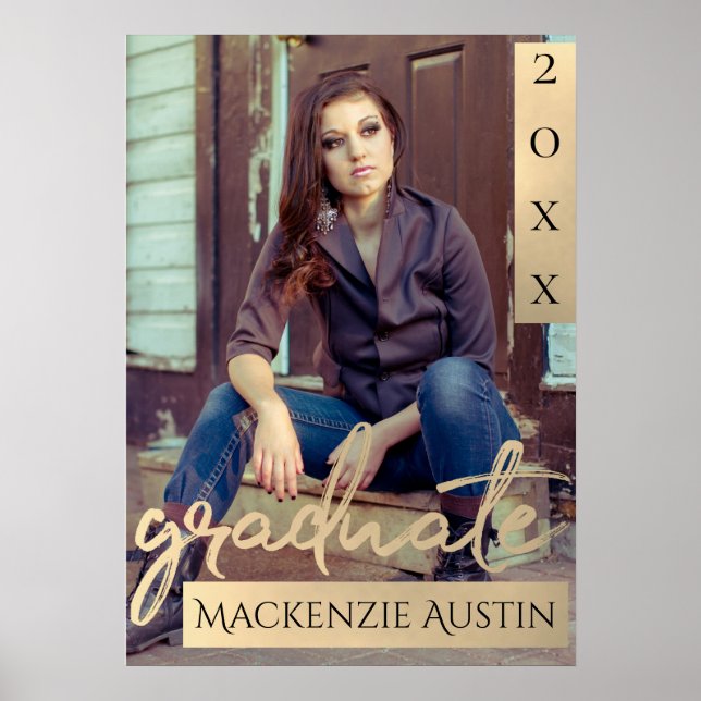 Graduate Gold Script | Elegant Grad Foto Keepake Poster (Vorne)