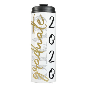 Graduate Gold Script Eleganter handgeschriebener Thermosbecher