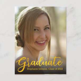 Graduate Gold Script Foto Class 2022 Abschluss  Postkarte