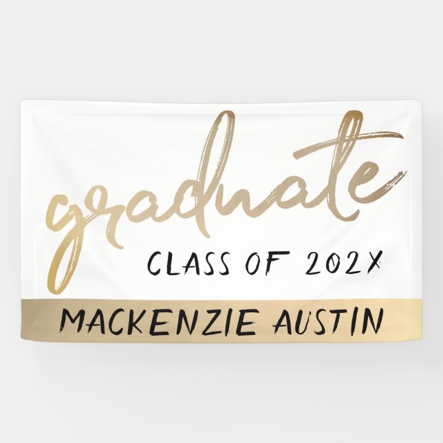 Graduate Gold Script | Klassischer Brush mit dem J Banner (Horizontal)