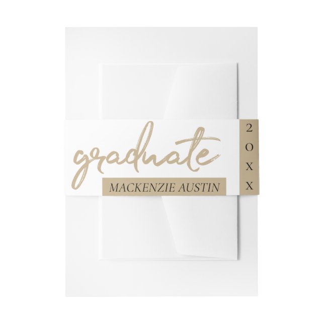 Graduate Gold Script | Klassischer Brush mit dem J Einladungsbanderole (Vorderseite Beispiel)