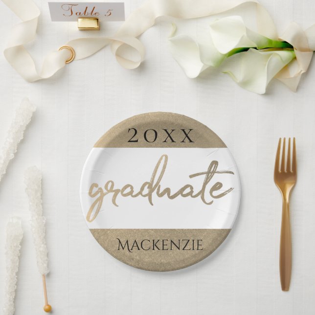 Graduate Gold Script | Klassischer Brush mit dem J Pappteller (Hochzeit)