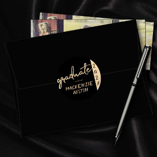 Graduate Gold Script   Klassischer Brush mit dem J Runder Aufkleber