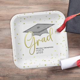 Graduate Grad Gold Calligrafy Graduation Cap Pappteller