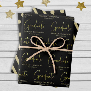 Graduate Grad Gold Kalligrafie Script modern Geschenkpapier Set