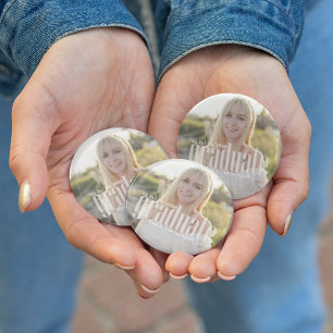 Graduate Grad Typografy Abschluss Foto Simple Button