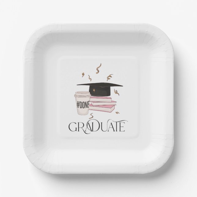 Graduate Graduate Cap Books Coffee Paper Teller (Vorderseite)