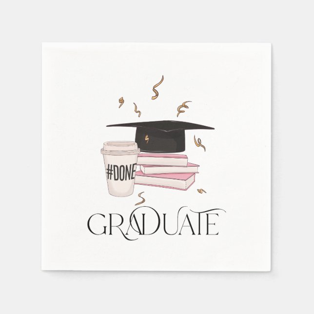 Graduate Graduate Cap Books Coffee Serviette (Vorderseite)
