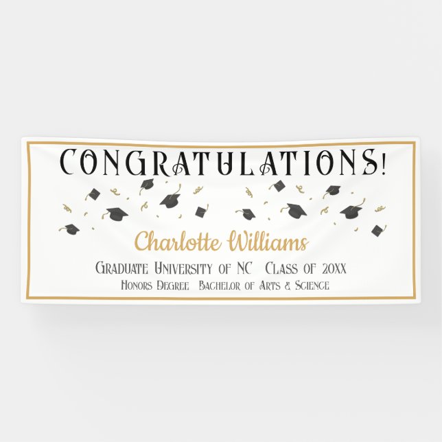 Graduate Gratulationen Banner mit Namen (Horizontal)