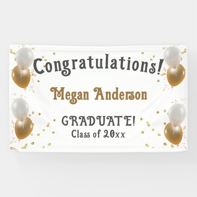 Graduate Gratulationen Banner mit Namen (Horizontal)