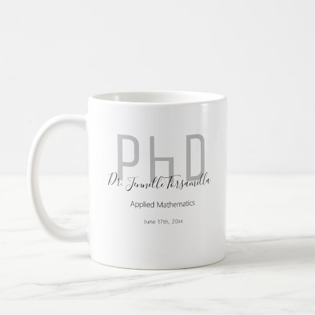 Graduate Gray Black Name PhD Kaffeetasse (Links)
