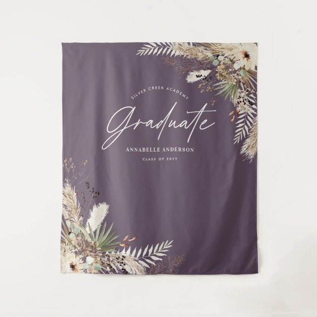 Graduate Gvor Pampas eucalyptus lila elegant Wandteppich (Vorderseite)