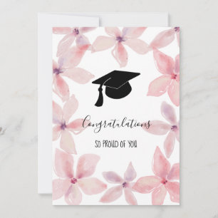 Graduate Hat gratulieren Watercolor Floral Einladung