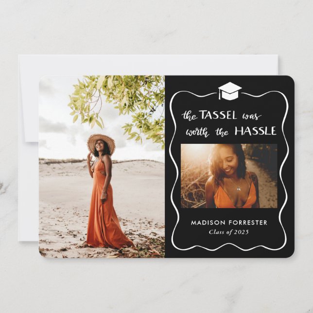 Graduate Hat Script Tassel war das Vergnügen Einladung (Vorderseite)