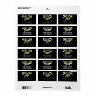 Graduate Imitate Gold Abschluss Black Classic Adressaufkleber
