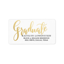 Graduate Imitats Gold Foil Handgeschriebenes Skrip Adressaufkleber