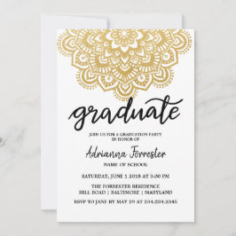 Graduate Imitats Gold Foil Mandala Muster Einladung