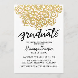 Graduate Imitats Gold Foil Mandala Muster Einladung