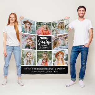 Graduate Keepake 8 Foto Collage & Quote Geschenk Fleecedecke