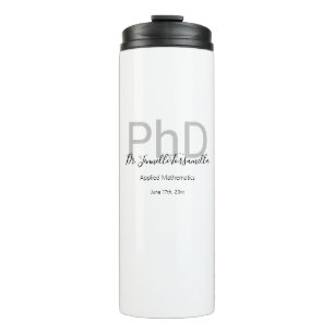 Graduate Keepake Black Gray Name PhD Abschluss Thermosbecher