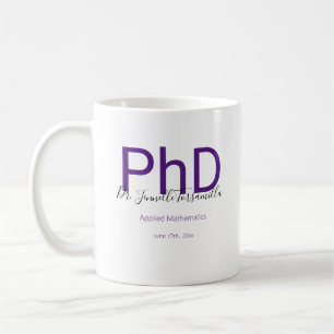 Graduate Keepake Black Lila Name PhD Abschluss Kaffeetasse