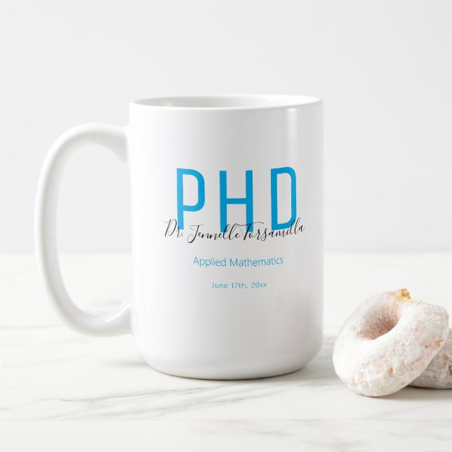 Graduate Keepake Blue Black Name Kaffeetasse (Mit Donut)
