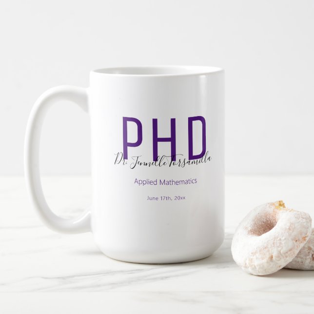Graduate Keepake Lila Name PhD Kaffee Tasse (Mit Donut)