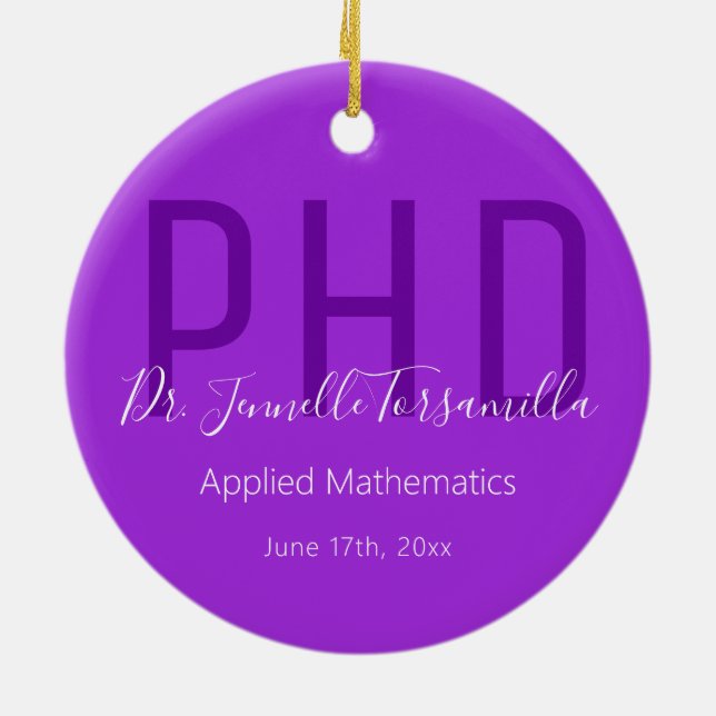 Graduate Keepake Lila White Name Grad PhD Keramik Ornament (Hinten)
