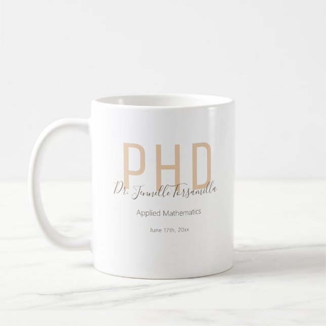 Graduate Keepake Neutrals Brawn Name Grad PhD Kaffeetasse (Links)