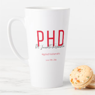 Graduate Keepake Red Black Name Degree PhD Milchtasse
