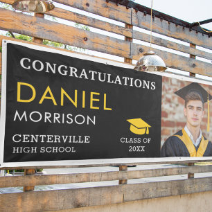 Graduate-Klasse des Gold Black Foto-Abschlusses Banner