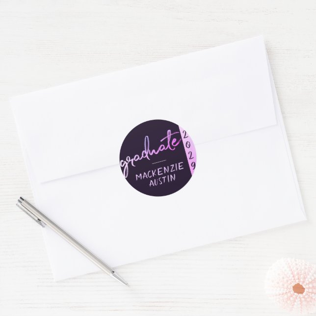 Graduate Light Blue Script | Robin Egg Brush Runder Aufkleber (Umschlag)